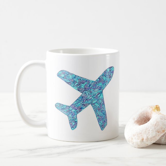Taza De Café Avión "piloto" fonético de alfabeto  (Con donut)