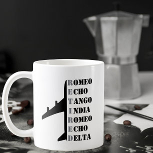 Taza De Café Avión Retirado Alfabeto Fonético Nato Aviación