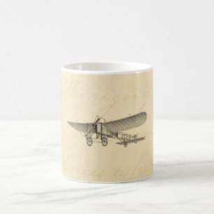Taza De Café Avión retro del apoyo del aeroplano del propulsor