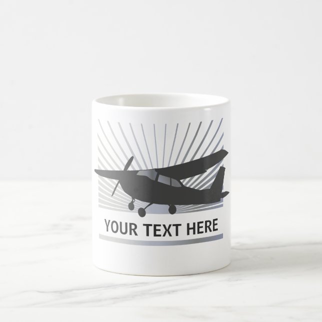 Taza De Café Aviones de ala alta - texto de encargo (Centro)