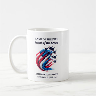 Taza De Café Aviones de combate rojos, blancos y azules patriót