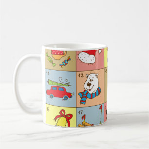Taza De Café Aviso de navidades: Colección de elementos Doodle