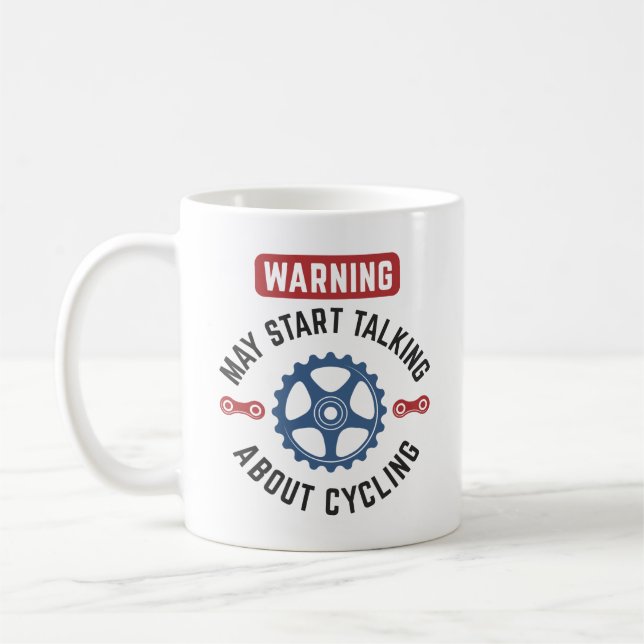 Taza De Café Aviso Puede Empezar A Hablar De Ciclismo (Izquierda)
