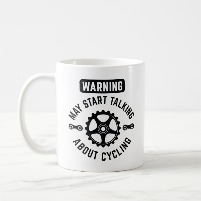 Taza De Café Aviso Puede Empezar A Hablar De Ciclismo (Izquierda)