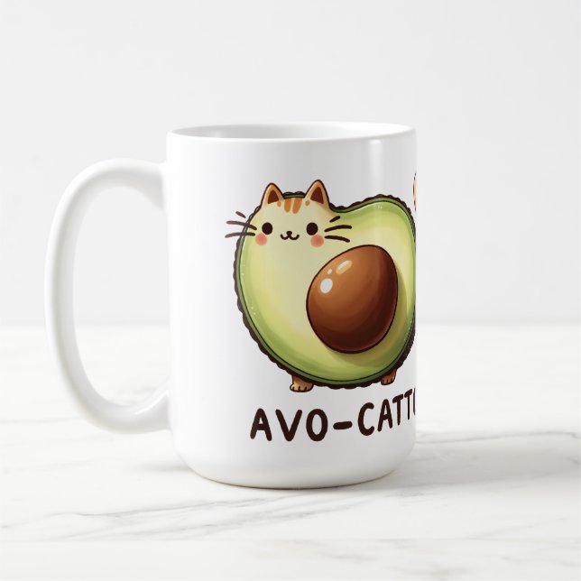 Taza De Café Avo-Catto - Punny Cat Aguacate Mug (Izquierda)
