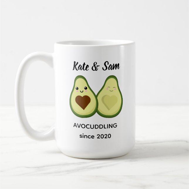Taza De Café Avocudddling pareja personalizada Mug (Izquierda)