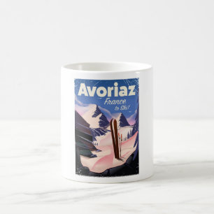 Taza De Café Avoriaz, cartel de viaje de esquí francés