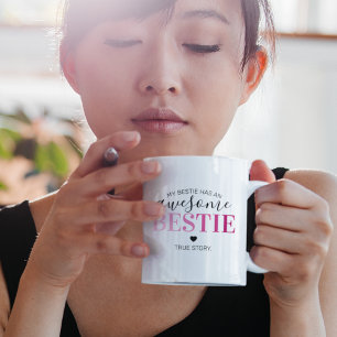 Taza De Café Awesome Bestie   Mejores Amigas Rosa