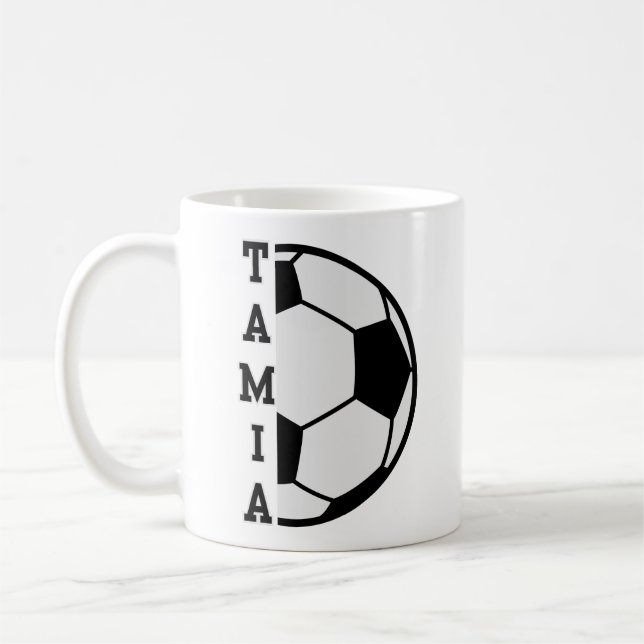 Taza De Café Awesome Nombre Personalizado Soccer Ball Sports (Izquierda)