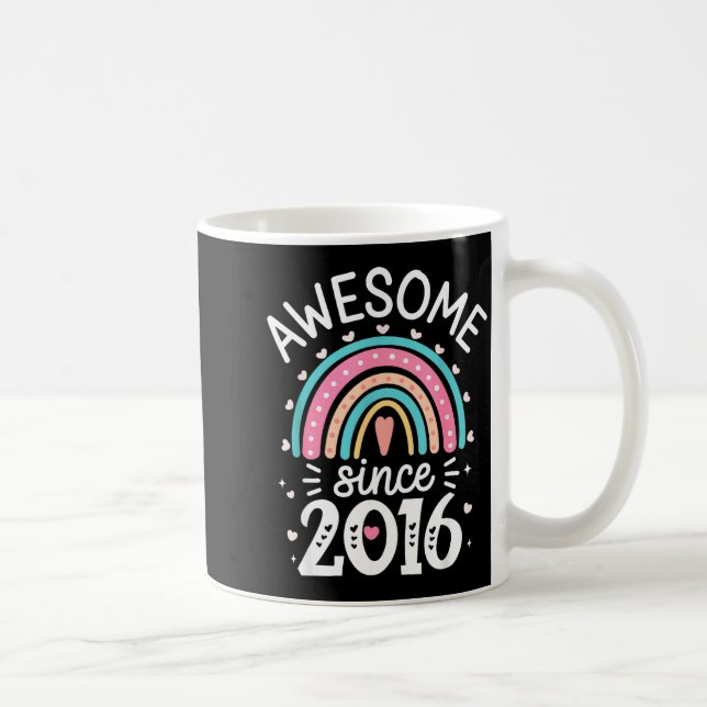 Taza De Café Awesome Since 2016 9th Birthday Rainbow Born In 20 (Derecha)