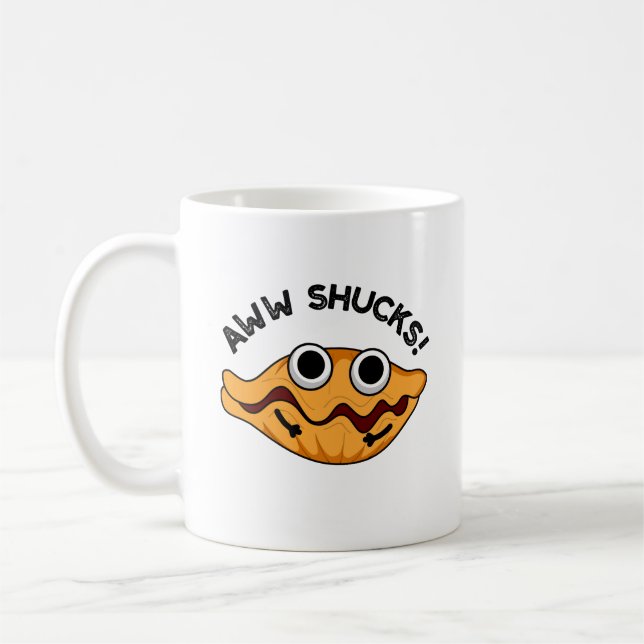 Taza De Café Aww Shucks Funny Oyster Pun (Izquierda)