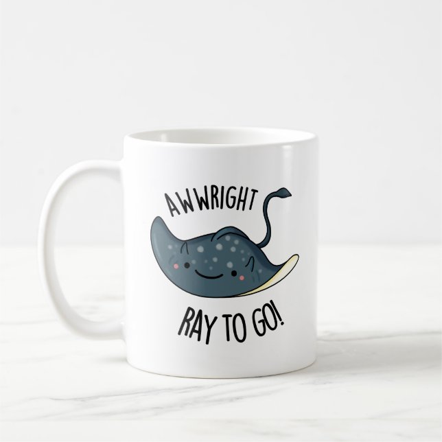 Taza De Café Awww-right Ray Para Ir Funny Stingray Pun (Izquierda)