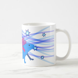 Taza De Café Axolotl azul con estrellas