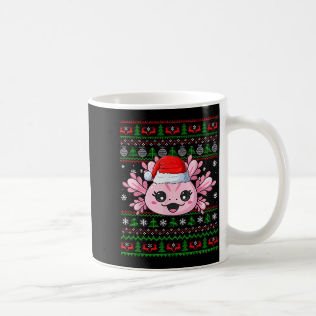 Taza De Café Axolotl Christmas Ugly Sweater Santa Axolotl Head  (Derecha)