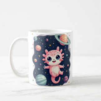 Taza De Café Axolotl Galáctico Espacio Cósmico Kawaii - Lindo E