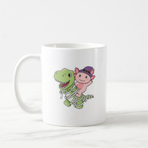 Taza De Café Axolotl Happy Halloween T-rex Mummy Costume
