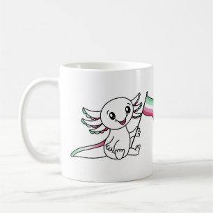 Taza De Café Axolotl lindo con bandera del Orgullo Abrosexual L