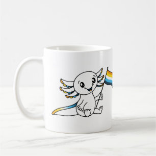 Taza De Café Axolotl lindo con bandera del orgullo AroAce Sunse