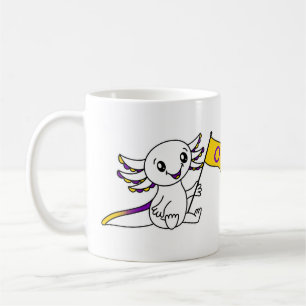 Taza De Café Axolotl lindo con bandera del orgullo intersexual