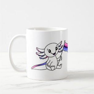 Taza De Café Axolotl lindo con bandera del orgullo omnisexual L