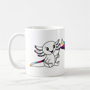 Taza De Café Axolotl lindo con bandera del Orgullo Político LGB