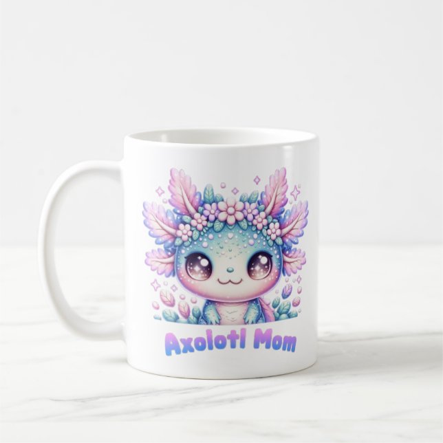 Taza De Café Axolotl Mom Cute Kawaii Axolotl Flower Crown Coffe (Izquierda)