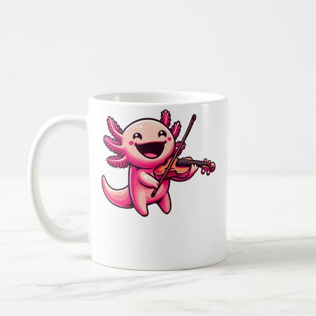 Taza De Café Axolotl Playing Violin Axolotls Musician Music (Izquierda)
