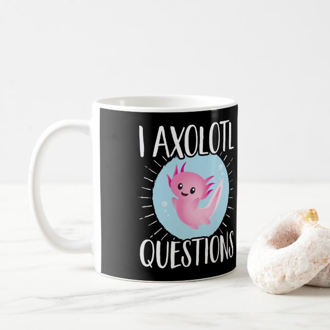 Taza De Café Axolotls I Axolotl Pregunta Kawaii (Con donut)