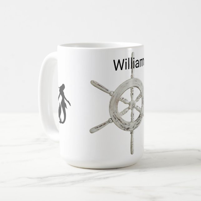 Taza De Café Ayuda personalizada de B&W con sirenas (Anverso izquierdo)