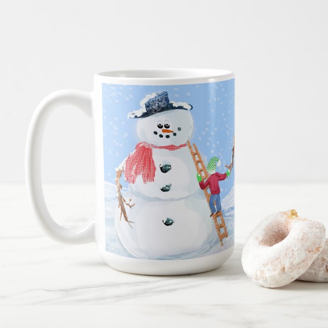 Taza De Café Ayudante de Santa Claus construyendo un tonto muñe (Con donut)