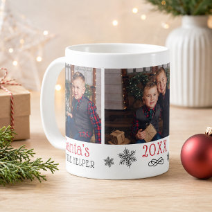 Taza De Café Ayudante Rojo de Santa Foto Navidad