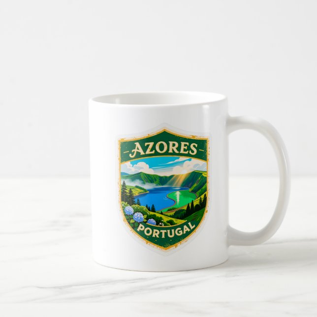 Taza De Café Azores Portugal Travel Badge Mug – Scenic Lagoa da (Derecha)