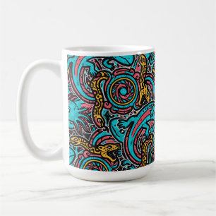 Taza De Café Azteca Axolotl Xolotl Patrón Tribal mitología boho