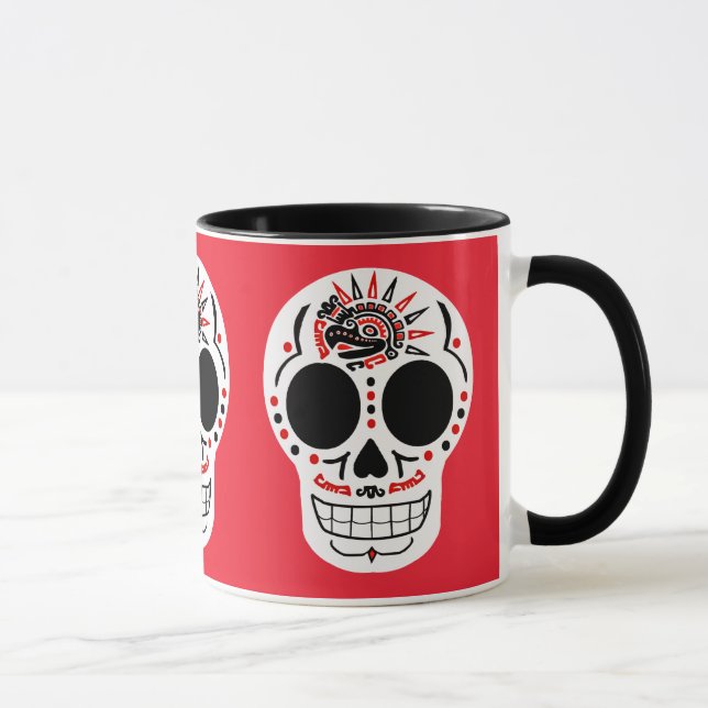 Taza de café azteca de CasaQ Eagle Calavera (Derecha)