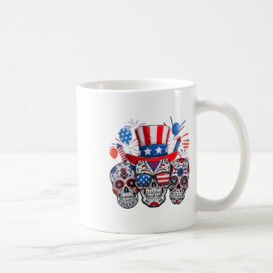 Taza De Café Azúcar Calavera Sombras Fuego Bandera Americana 4 