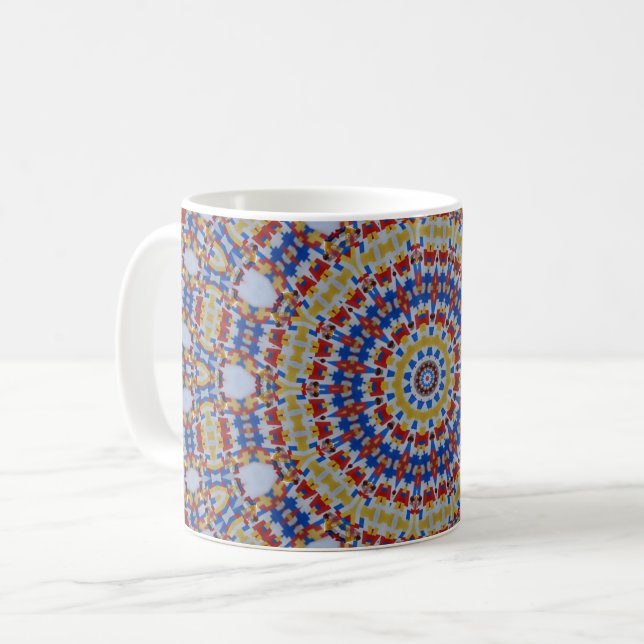 Taza De Café azul amarillo Mandala (Anverso izquierdo)