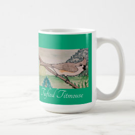 Taza De Café Azul azul tufado de Titmouse verde