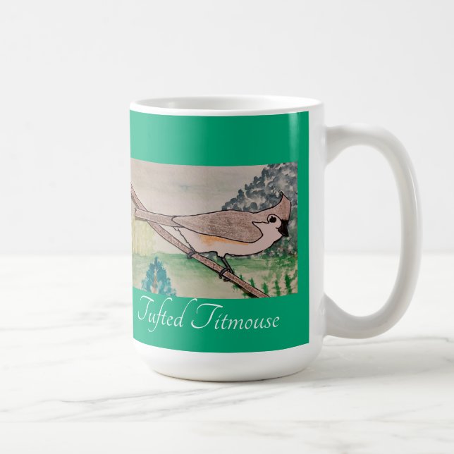 Taza De Café Azul azul tufado de Titmouse verde (Derecha)