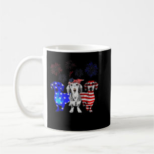 Taza De Café Azul Blanco Rojo Dachshund Bandera de Estados Unid