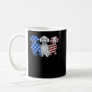 Taza De Café Azul Blanco Rojo Dachshund Bandera Estadounidense