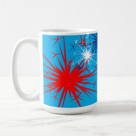 Taza De Café Azul Blanco Rojo provoca feriado patriótico de fue