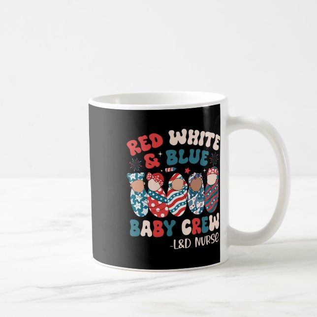 Taza De Café Azul blanco rojo retro Groovy (Derecha)