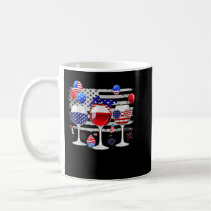 Taza De Café Azul Blanco Rojo Tres Vinos Anuncios Bandera Ameri