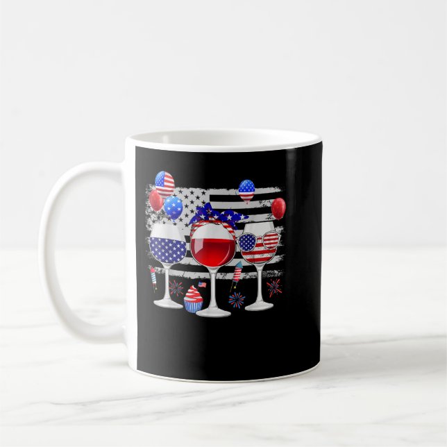Taza De Café Azul Blanco Rojo Tres Vinos Anuncios Bandera Ameri (Izquierda)