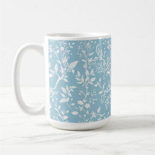 Taza de café azul botánico