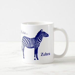 Taza De Café Azul cebra-cobalto y blanco