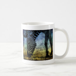 Taza De Café Azul cebra y Grunge verde