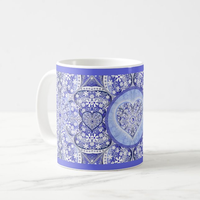 Taza De Café Azul cerámico de Grecia (Anverso izquierdo)