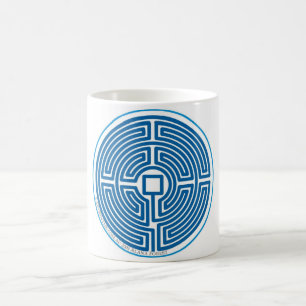 Taza De Café azul chino del laberinto del eco