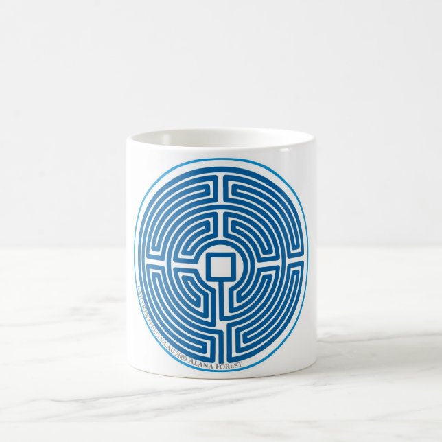 Taza De Café azul chino del laberinto del eco (Centro)